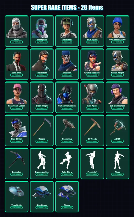 [PS4/PS5/XBOX/PC] | Havoc | Breakpoint | Trailblazer | Blue Squire | Blue Team Leader | 238 skin | 231 pickaxe | 181 emote | 170 glider | Lv2115 — Game account