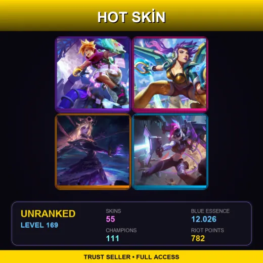EUW | Arcade Ezreal | Arcade Kai'Sa | Dark Cosmic Lux | PROJECT: Jinx | 55 Skin | 111 Champ | Lv169