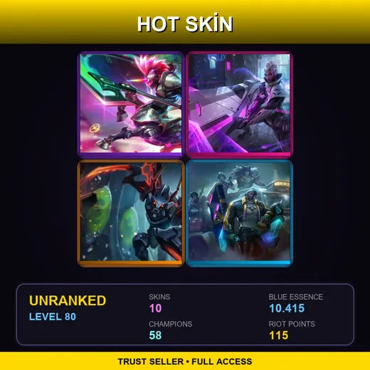 ME | Arcade Hecarim | PROJECT: Senna | Mecha Kha'Zix | HEARTSTEEL K'Sante | 10 Skin | 58 Champ | Lv80 — Gatekeeper Galio