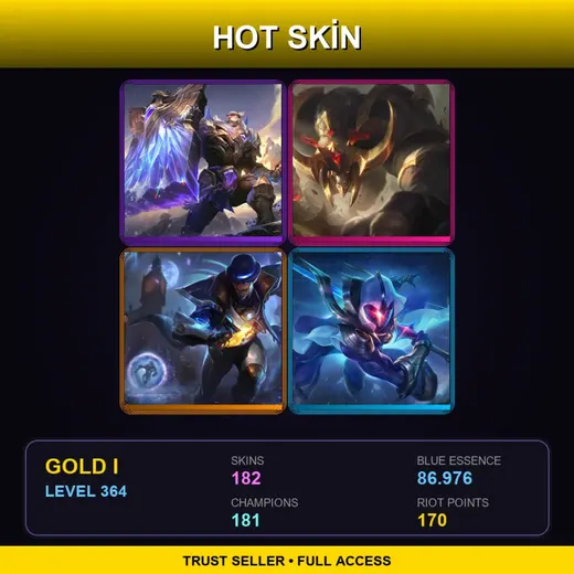 SG | Victorious Braum | Conqueror Alistar | Spirit Blossom Tristana | Pulsefire Twisted Fate | 182 Skin | 181 Champ | Gold I | Lv364 — Dragon Guardian Galio