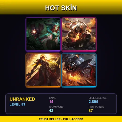 LAN | Elderwood LeBlanc | God Staff Jax | Solar Eclipse Leona | Lancer Rogue Blitzcrank | 15 Skin | 42 Champ | Lv83 — God Staff Jax