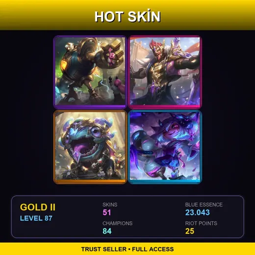 LAN | Victorious Blitzcrank | Victorious Draven | Victorious Kog'Maw | Spirit Blossom Tristana | 51 Skin | 84 Champ | Gold II | Lv87
