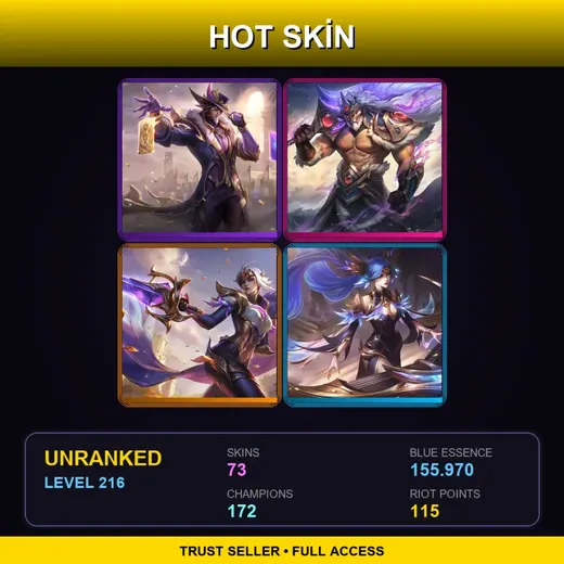 VN | Victorious Twisted Fate | Victorious Tryndamere | Victorious Fiora | Victorious Sona | 73 Skin | 172 Champ | Lv216