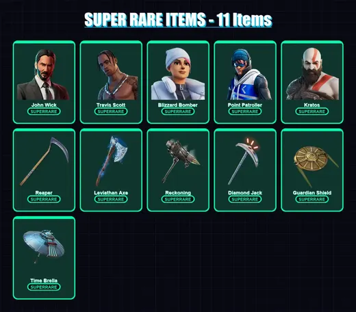 [PS4/PS5/XBOX/PC] | John Wick | Travis Scott | Blizzard Bomber | Point Patroller | Kratos | 389 skin | 274 pickaxe | 148 emote | 136 glider | Lv1783