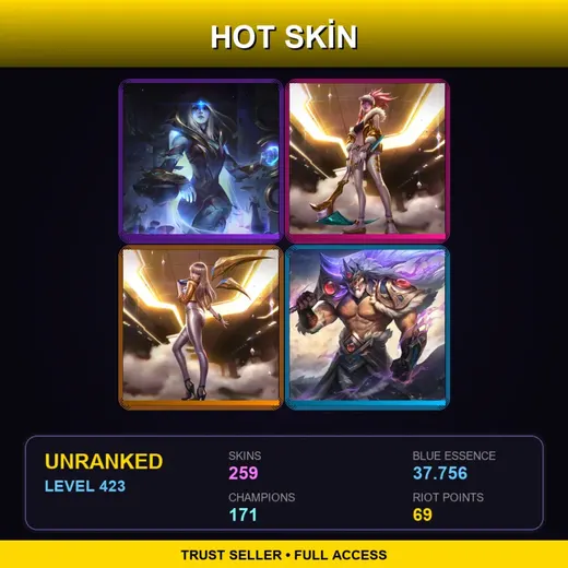 BR | Prestige K/DA Akali (2022) | Prestige K/DA Kai'Sa (2022) | Victorious Tryndamere | Victorious Kog'Maw | 259 Skin | 171 Champ | Lv423