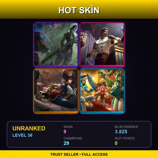 RU | Arcane Enforcer Caitlyn | Arcane Inventor Jayce | Waterloo Miss Fortune | Pajama Guardian Lux | 9 Skin | 29 Champ | Lv36 — Waterloo Miss Fortune