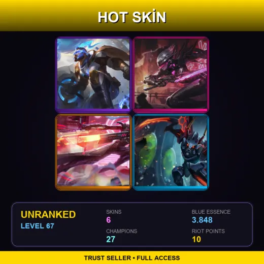 LAN | Pulsefire Pantheon | PROJECT: Fiora | PROJECT: Lucian | Mecha Kha'Zix | 6 Skin | 27 Champ | Lv67