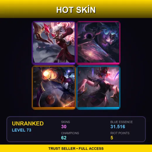 EUNE | Conqueror Karma | Dark Star Shaco | Dark Star Varus | Blood Moon Evelynn | 30 Skin | 62 Champ | Lv73