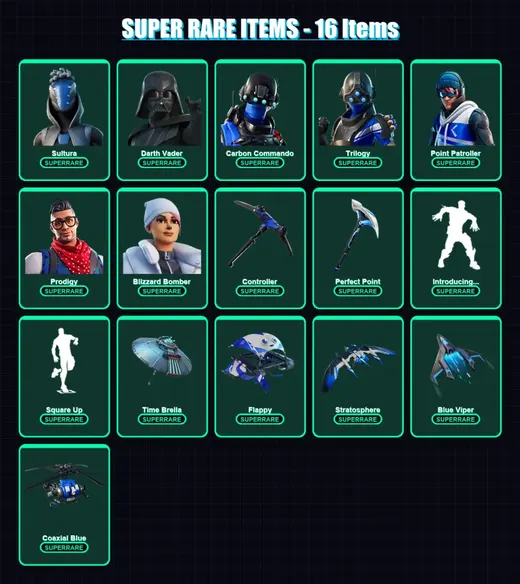 [PC/XBOX/PSN] | Sultura | Darth Vader | Carbon Commando | Trilogy | Point Patroller | 91 skin | 88 pickaxe | 69 emote | 80 glider | Lv1329