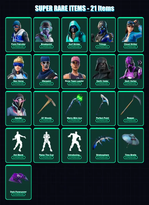 [PC/XBOX/PSN] | Point Patroller | Breakpoint | Surf Strider | Trilogy | Cloud Striker | 544 skin | 582 pickaxe | 373 emote | 354 glider | Lv6702