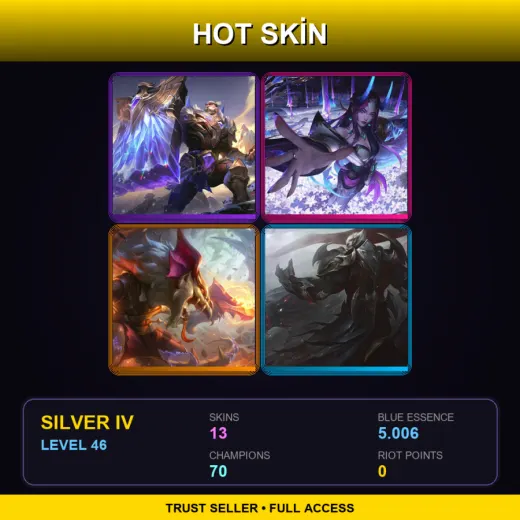 LAN | Victorious Braum | Spirit Blossom Irelia | Dragonslayer Twitch | God-King Darius | 13 Skin | 70 Champ | Silver IV | Lv46