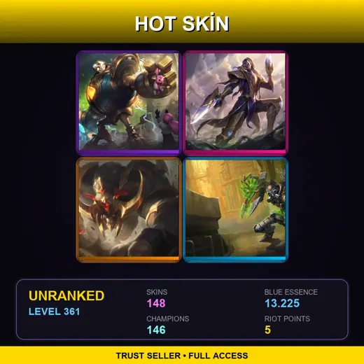 VN | Victorious Blitzcrank | Victorious Lucian | Conqueror Alistar | Hextech Singed | 148 Skin | 146 Champ | Lv361