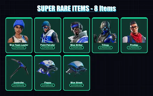 [PC/XBOX] | Blue Team Leader | Point Patroller | Blue Striker | Trilogy | Prodigy | 5 skin | 7 pickaxe | 8 emote | 14 glider | Lv226