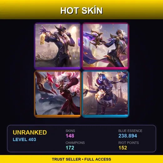 LAN | Victorious Twisted Fate | Victorious Fiora | Conqueror Karma | Victorious Orianna | 148 Skin | 172 Champ | Lv403
