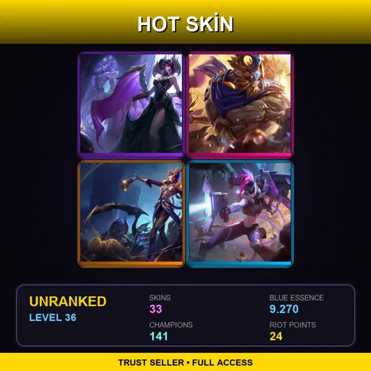 VN | Victorious Morgana | Victorious Maokai | Victorious Elise | PROJECT: Jinx | 33 Skin | 141 Champ | Lv36