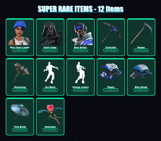 [PC/XBOX/PSN] | Blue Team Leader | Darth Vader | Blue Striker | Carbide | Singularity | 117 skin | 119 pickaxe | 108 emote | 102 glider | Lv1609