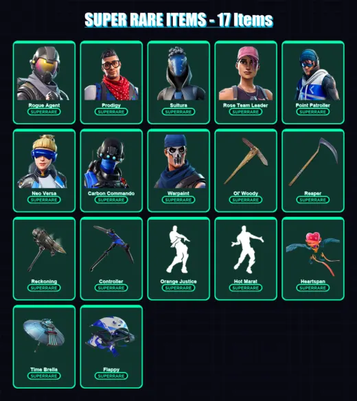 [PC/XBOX] | Rogue Agent | Prodigy | Sultura | Rose Team Leader | Point Patroller | 86 skin | 110 pickaxe | 111 emote | 101 glider | Lv1503