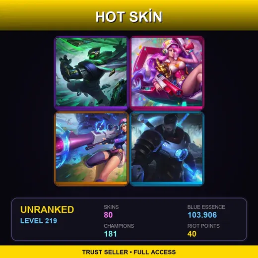 VN | Conqueror Jax | Battle Academia Caitlyn | Blood Moon Tryndamere | Battle Academia Katarina | 80 Skin | 181 Champ | Lv219 — Star Guardian Ekko