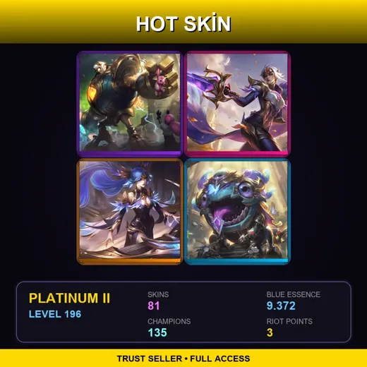 LAN | Victorious Blitzcrank | Victorious Fiora | Victorious Sona | Victorious Kog'Maw | 81 Skin | 135 Champ | Platinum II | Lv196