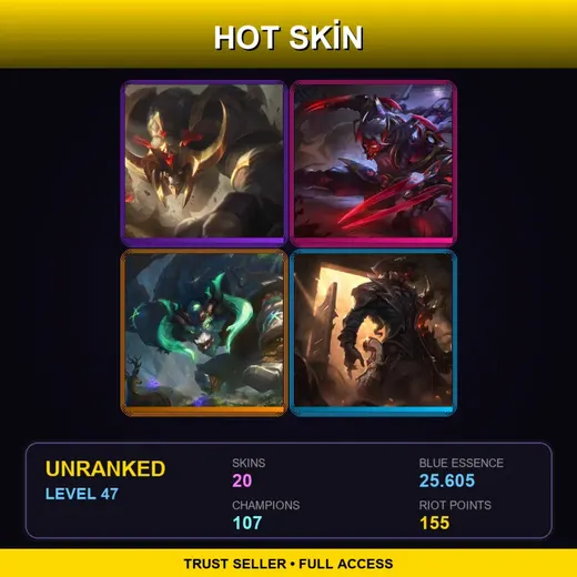 VN | Conqueror Alistar | Blood Moon Zed | Elderwood Alistar | High Noon Lucian | 20 Skin | 107 Champ | Lv47 — LoL account