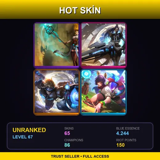 EUW | Hextech Janna | Star Guardian Kai'Sa | Dark Star Shaco | Dark Star Karma | 65 Skin | 86 Champ | Lv67 — Marauder Xin Zhao