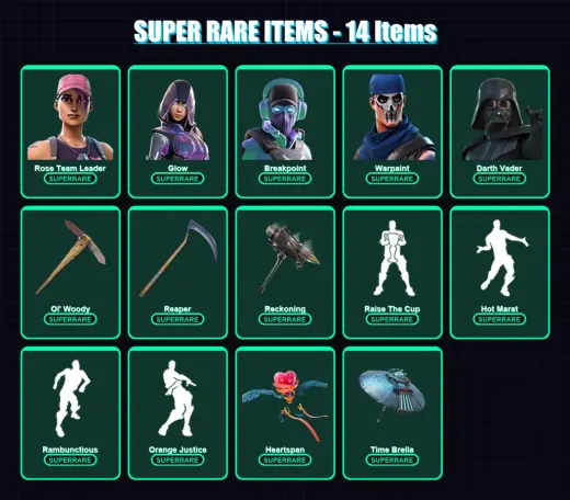 [PC/XBOX/PSN] | Rose Team Leader | Glow | Breakpoint | Warpaint | Darth Vader | 266 skin | 281 pickaxe | 246 emote | 237 glider | Lv4198