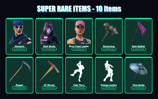 [PC/PSN] | Warpaint | Dark Skully | Rose Team Leader | The Ice King | Fade | 194 skin | 191 pickaxe | 201 emote | 168 glider | Lv2645