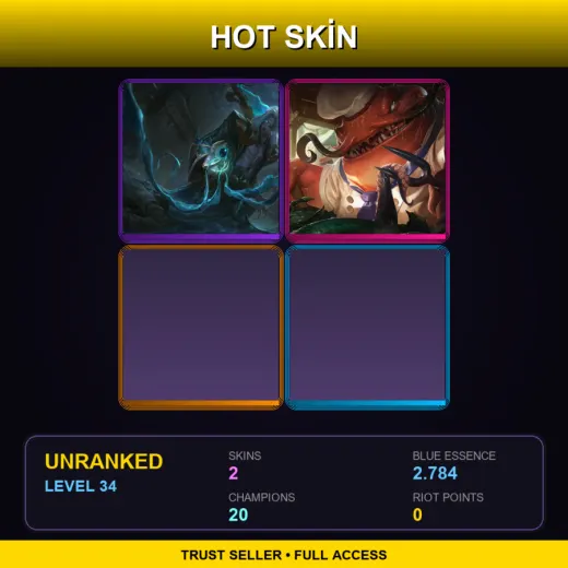 EUW | Dark Waters Vladimir | Master Chef Tahm Kench | 2 Skin | 20 Champ | Lv34