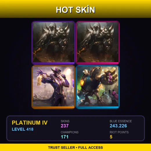 EUW | Prestige Blood Moon Aatrox (2022) | Prestige Blood Moon Aatrox | Victorious Twisted Fate | 237 Skin | 171 Champ | Platinum IV | Lv418