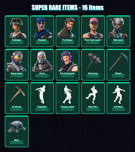[PC/XBOX/PSN] | Trailblazer | Warpaint | The Reaper | Rose Team Leader | Elite Agent | 149 skin | 88 pickaxe | 100 emote | 85 glider | Lv1074