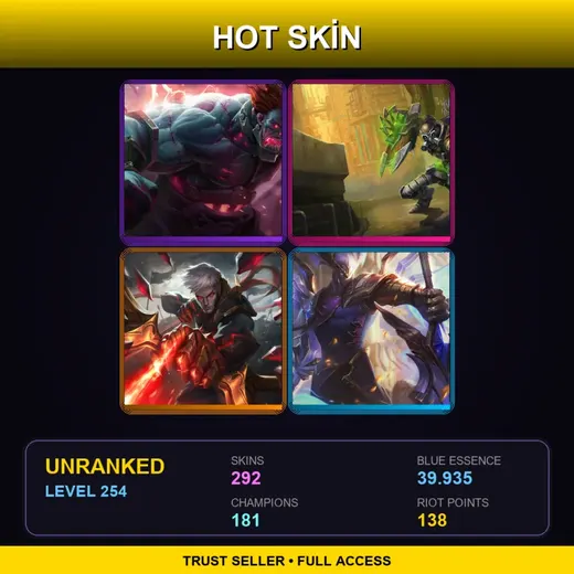 SG | Hextech Sion | Hextech Singed | Conqueror Varus | Victorious Aatrox | 292 Skin | 181 Champ | Lv254