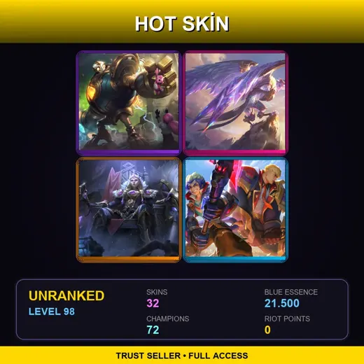 LAN | Victorious Blitzcrank | Victorious Anivia | Victorious Sejuani | Battle Academia Garen | 32 Skin | 72 Champ | Lv98
