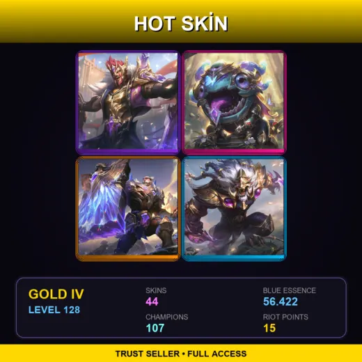 LAN | Victorious Draven | Victorious Kog'Maw | Victorious Braum | Victorious Rengar | 44 Skin | 107 Champ | Gold IV | Lv128
