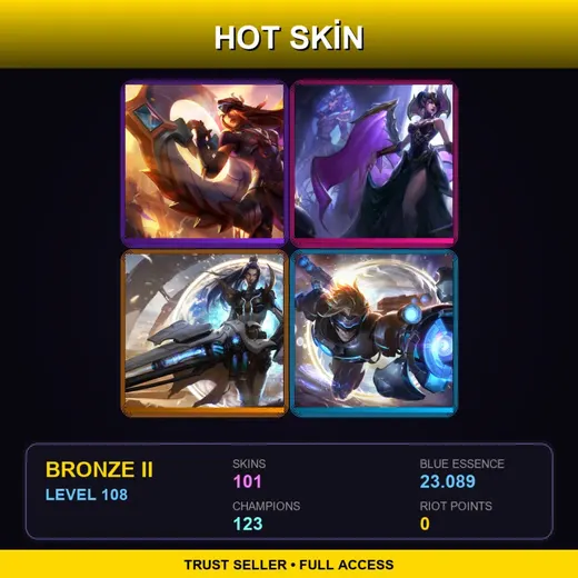 SG | Victorious Sivir | Victorious Morgana | Pulsefire Caitlyn | Pulsefire Ezreal | 101 Skin | 123 Champ | Bronze II | Lv108