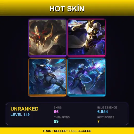 VN | Conqueror Alistar | Star Guardian Miss Fortune | Cosmic Reaver Kassadin | Cosmic Charger Hecarim | 66 Skin | 89 Champ | Lv149 — Bewitching Elise