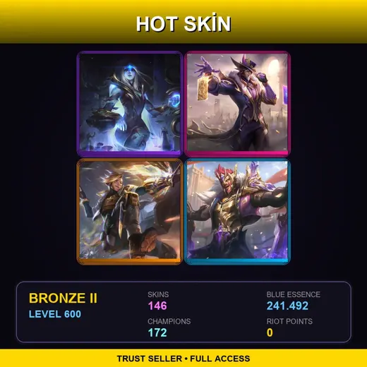 LAS | Cosmic Queen Ashe | Victorious Twisted Fate | Prestige PsyOps Ezreal | Victorious Draven | 146 Skin | 172 Champ | Bronze II | Lv600