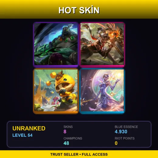 EUNE | Inkshadow Udyr | Primal Ambush Riven | Beemo | Elementalist Lux | 8 Skin | 48 Champ | Lv54