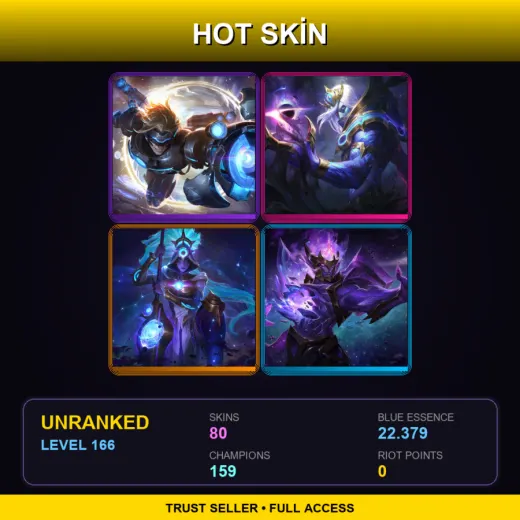 SG | Pulsefire Ezreal | Cosmic Devourer Vladimir | Cosmic Huntress Nidalee | Dark Star Jarvan IV | 80 Skin | 159 Champ | Lv166
