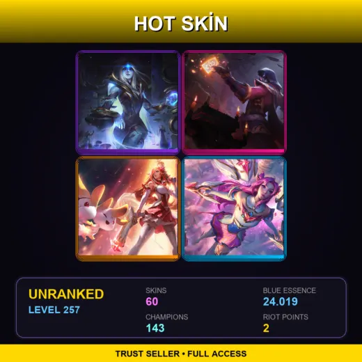 EUW | Cosmic Queen Ashe | Blood Moon Twisted Fate | Star Guardian Miss Fortune | Star Guardian Kai'Sa | 60 Skin | 143 Champ | Lv257 — LoL account