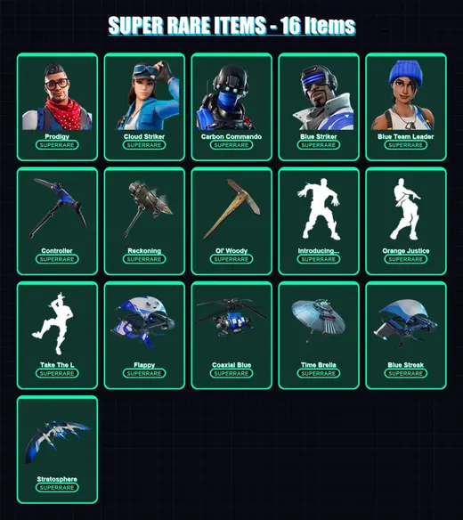 [PS4/PS5/XBOX/PC] | Prodigy | Cloud Striker | Carbon Commando | 58 skin | Lv1187