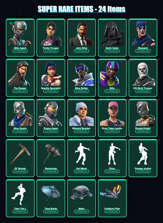 [PC/XBOX] | Elite Agent | Trinity Trooper | John Wick | Darth Vader | Warpaint | 561 skin | 530 pickaxe | 452 emote | 322 glider | Lv4412