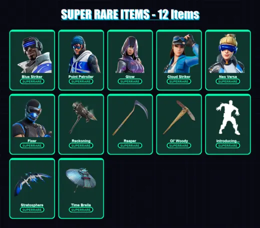 [PS4/PS5/PC] | Blue Striker | Point Patroller | Glow | Cloud Striker | Neo Versa | 77 skin | 114 pickaxe | 102 emote | 111 glider | Lv1780