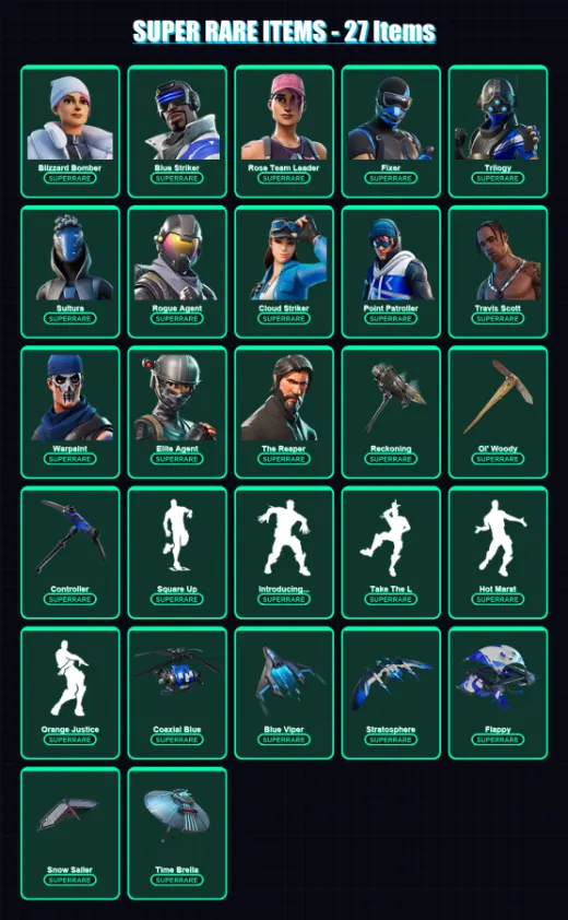 [PS4/PS5/XBOX/PC] | Blizzard Bomber | Blue Striker | Rose Team Leader | Fixer | Trilogy | 104 skin | 92 pickaxe | 79 emote | 91 glider | Lv912