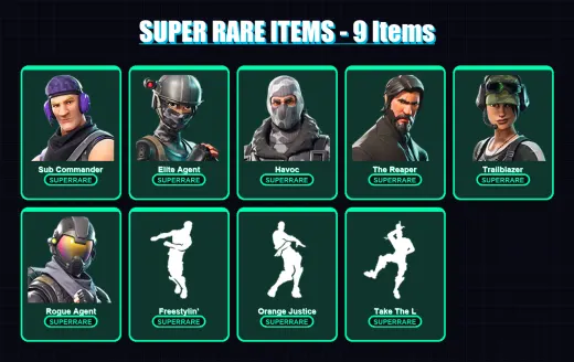 [PC/XBOX] | Sub Commander | Elite Agent | Havoc | The Reaper | Trailblazer | 30 skin | 17 pickaxe | 22 emote | 20 glider | Lv244