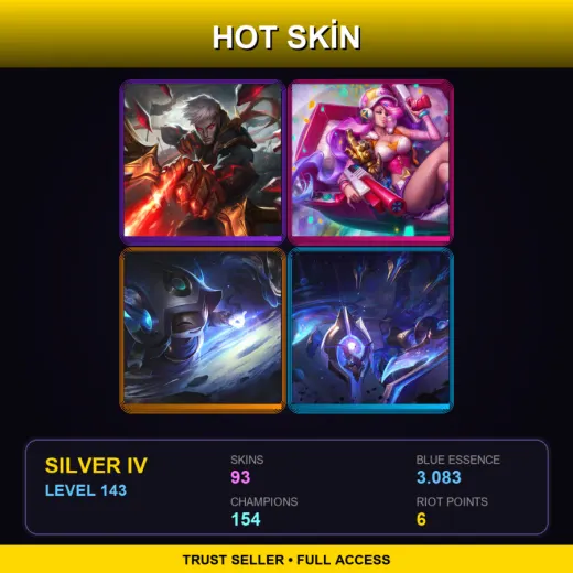 NA | Conqueror Varus | Arcade Miss Fortune | Cosmic Enchantress Lulu | Cosmic Sting Skarner | 93 Skin | 154 Champ | Silver IV | Lv143 — Omega Squad Teemo