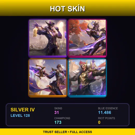 LAN | Victorious Twisted Fate | Victorious Master Yi | Victorious Fiora | Victorious Draven | 31 Skin | 173 Champ | Silver IV | Lv128