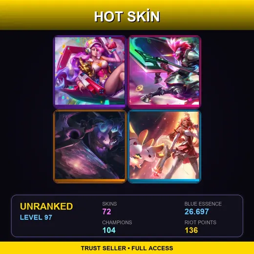 BR | Star Guardian Miss Fortune | Arcade Miss Fortune | PROJECT: Ashe | Dark Star Shaco | 72 Skin | 104 Champ | Lv97 — Snow Day Singed