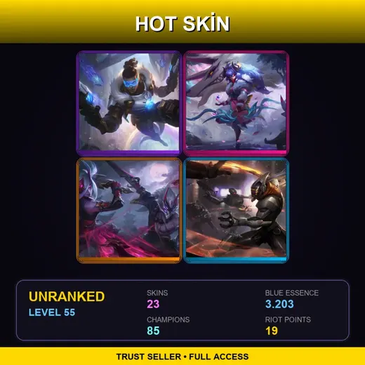 VN | Pulsefire Lucian | Spirit Blossom Kindred | Blood Moon Master Yi | PROJECT: Yi | 23 Skin | 85 Champ | Lv55
