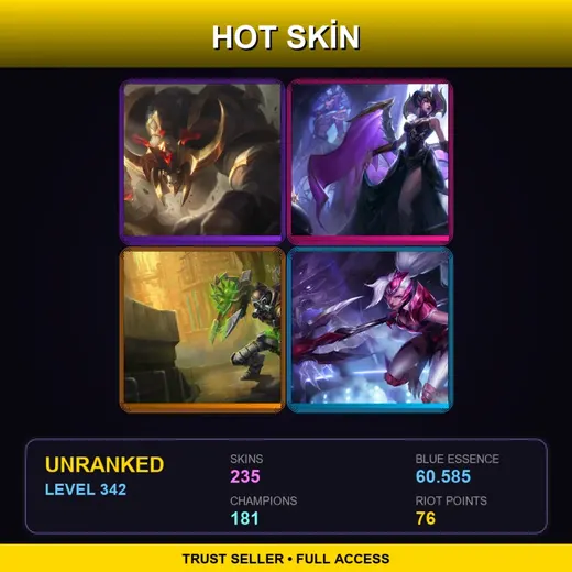 EUW | Conqueror Alistar | Victorious Morgana | Hextech Singed | Challenger Nidalee | 235 Skin | 181 Champ | Lv342