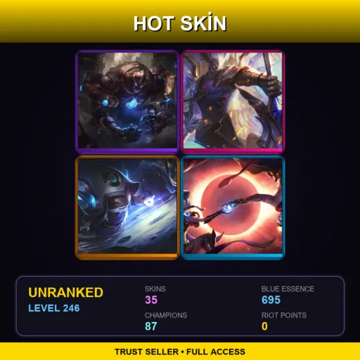 LAN | Hextech Galio | Victorious Aatrox | Cosmic Enchantress Lulu | Cosmic Dusk Xayah | 35 Skin | 87 Champ | Lv246